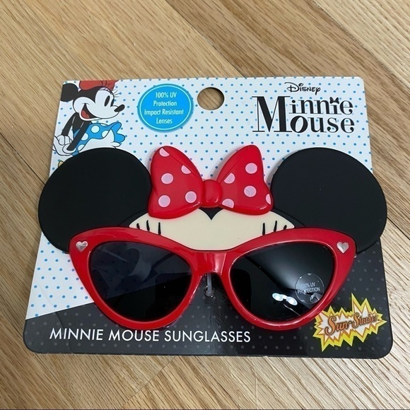 Minnie Mouse Sunglasses NWT Black Red Disney Kids Girls Red - Picture 2 of 3